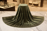 Display this green velvet stole with Swarovski work and floral patterns in a posh style.