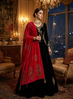 velvet stole hot pink colour with golden stones work all over the stole.