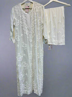 Chikankari - Palazzo set - Kurta/Shirt/Top with Trousers - Tone to Tone