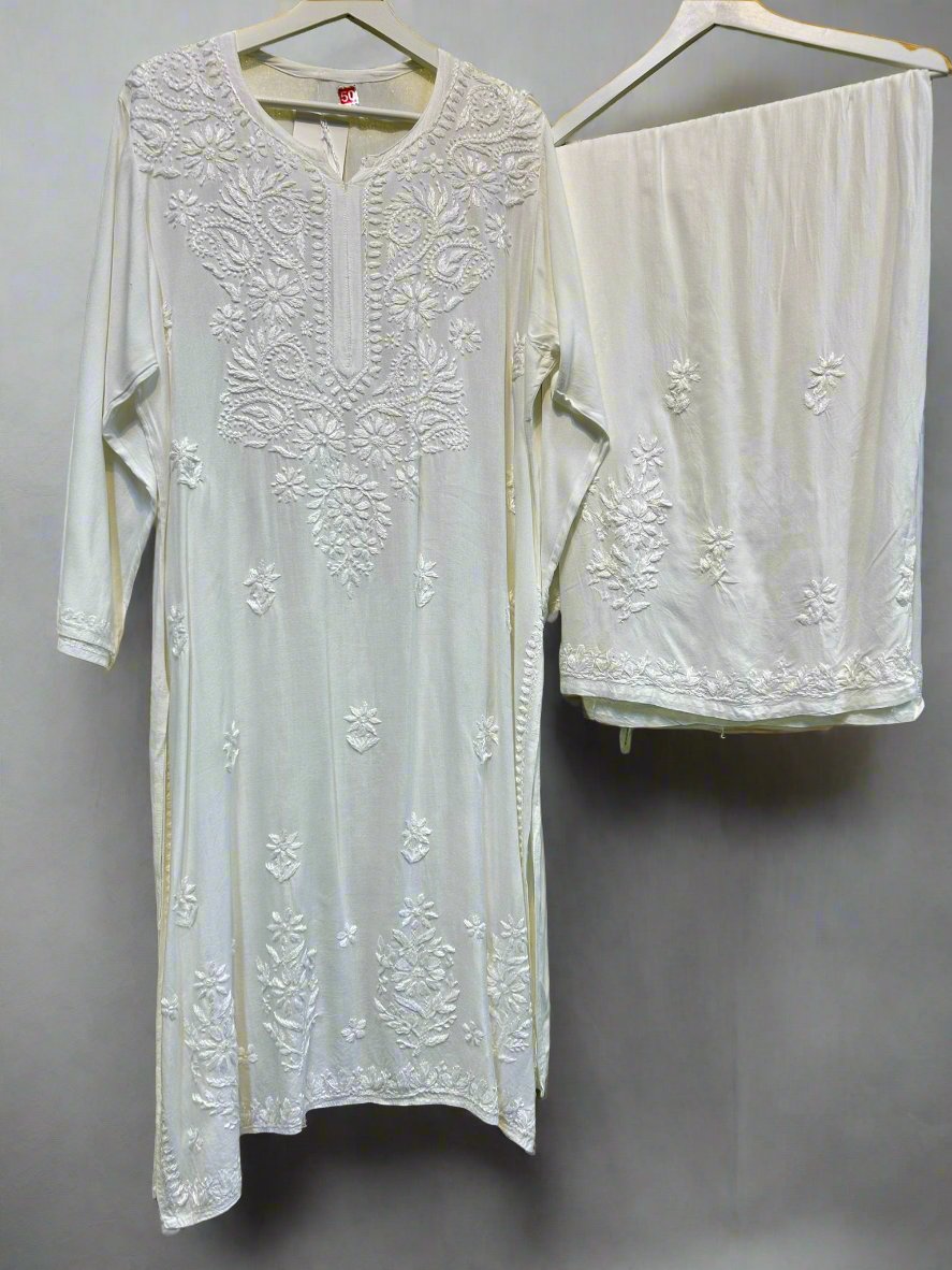 Chikankari - Palazzo set - Plus size - Kurta/Shirt/Top with Trousers