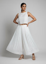 white colour modal fabric with silk thread chikankari embroidery trousers 