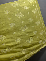  yellow cotton saree with floral embroidery 
